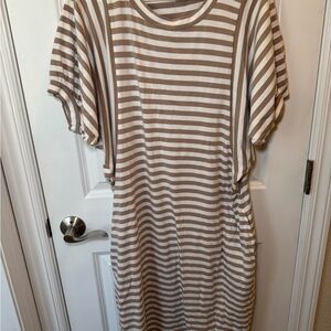 Nordstrom Taupe and Cream Striped Top